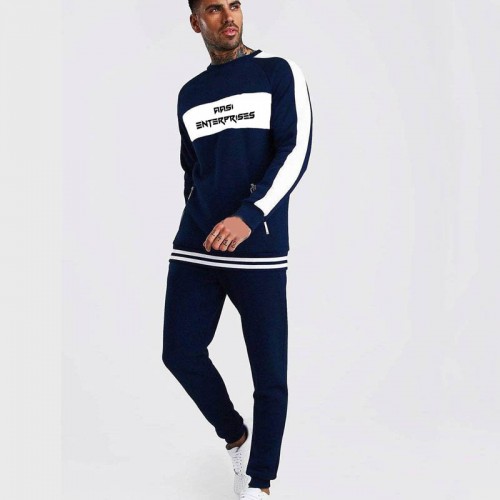 New Style Contrast Panel Tracksuit With Rib